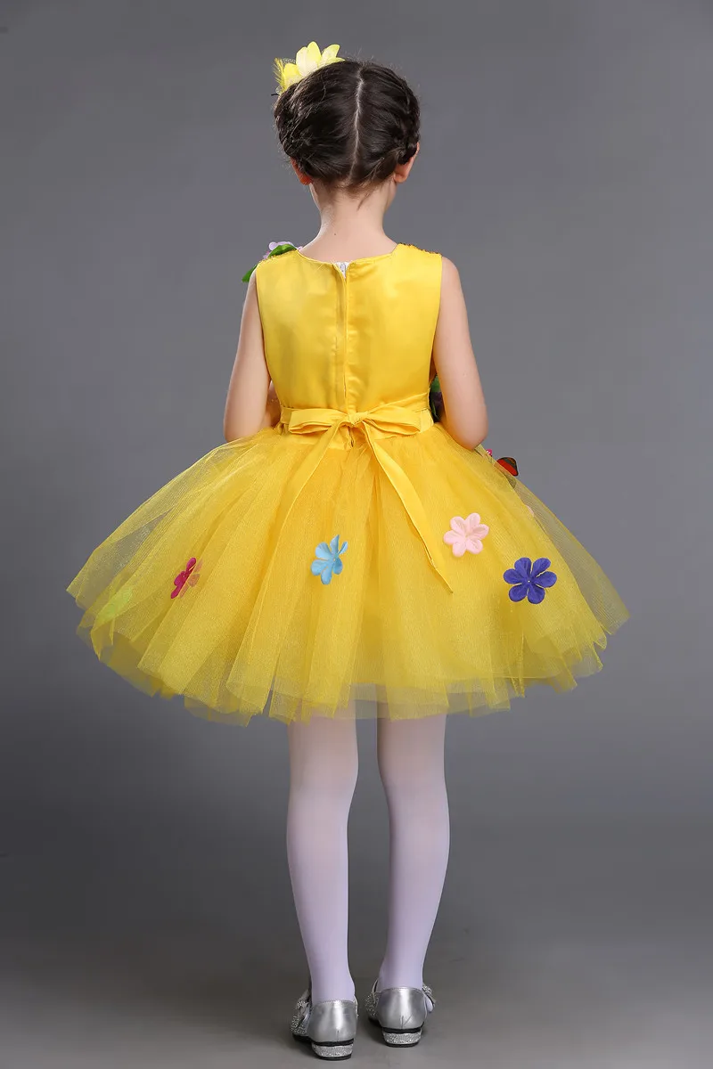 Yellow Green Sequin Tulle Wedding Pageant Brides Kids Girl Clothes Spring Summer Flower Evening Kids Easter Dresses for Girls