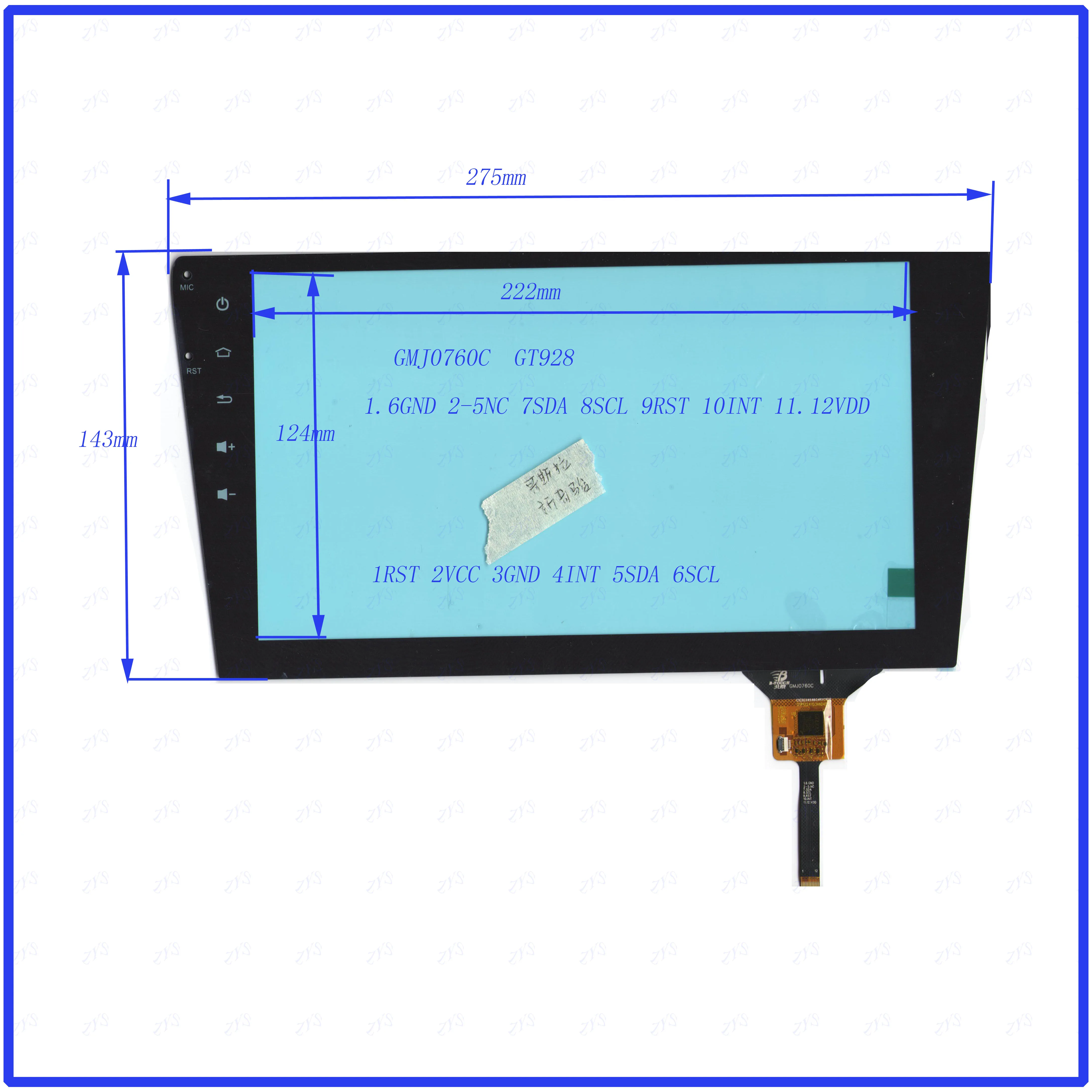 

ZhiYuSun Freeshipping GMJ0760C 275*143mm 10.1inch Capacitive screen GT928