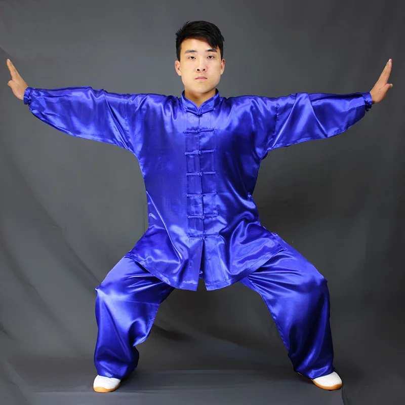 USHINE Chinese Traditional Tai Chi Kung Fu Uniforms Kids Adult Satin Dance Costumes Morning Gymnastics Wushu Suit