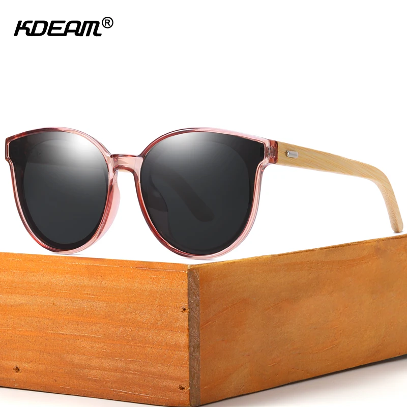 

KDEAM Hand-made Polarized Cat Eye Sunglasses Wooden Oversized Steampunk Women Sun Glasses Bamboo oculos With Box