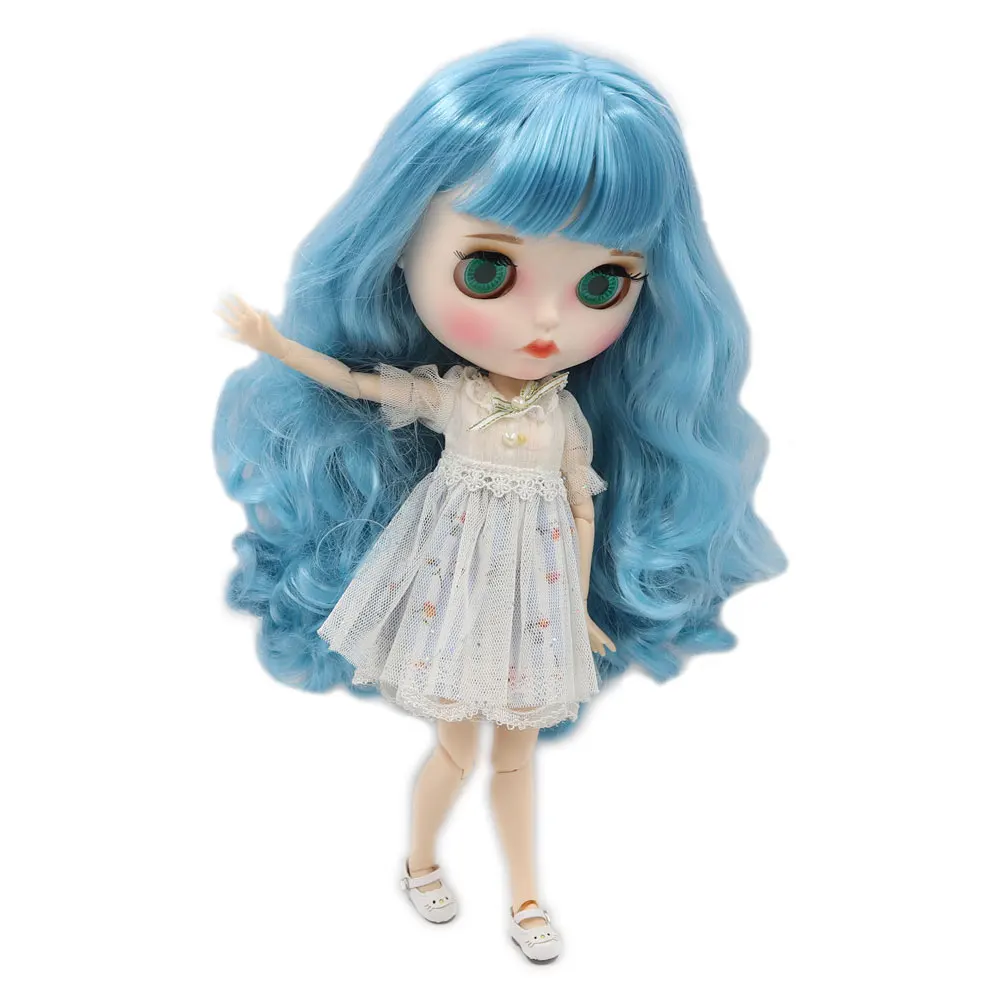 

Кукла Blyth doll BL6227 от ICY DBS, с белой кожей для суставов, с синими волосами, новинка, матовое лицо с блеском для бровей и губ