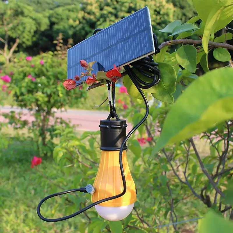 LED Solar Light Bulb Outdoor Solar Camping Lamp Rechargeable Emergency Light  Is Energy Efficient Portable Tent Hanging Lamp