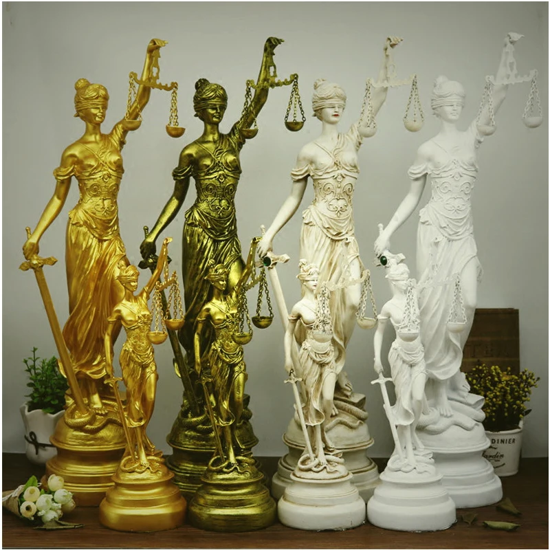 Modern Resin Ancient Greece Presided Over Justice Law Balance Goddess Sculpture Craftswork Figurines Court Law Firm Decoration