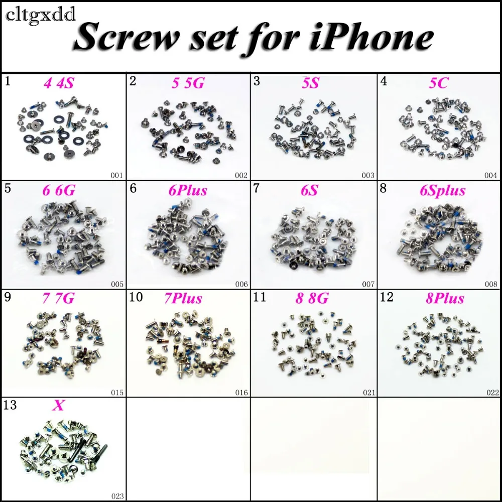 cltgxdd Complete Kit Screws Full Set with 2 Bottom Dock Screw Replacement for iPhone 6 6s plus 7 8 plus 8P X Mobile Accessories