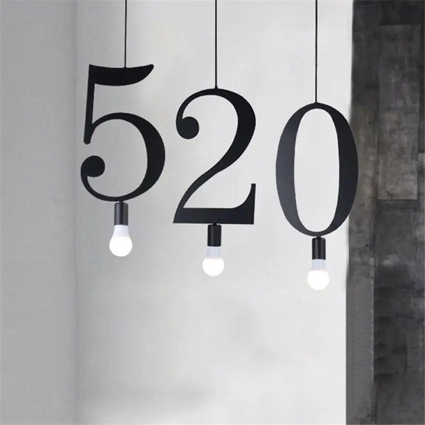 American industrial Arabic numerals iron pendant lights for dining room cafe bar loft decor hanging lamp kitchen fixtures e27