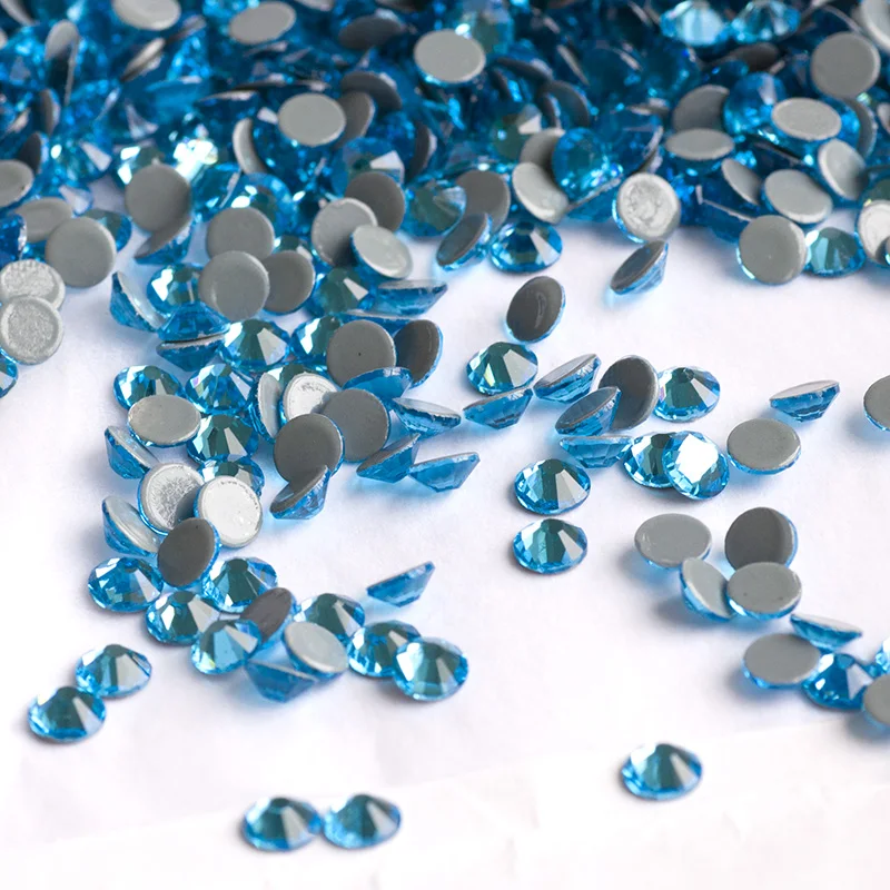 YANRUO 2058HF SS4-SS30 Aquamarine Flatback Hotfix Rhinestones Strass Crystal Glass Stones For Clothes Accessories