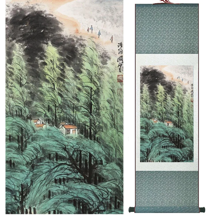 

landscape painting Home Office Decoration Chinese scroll painting mountain and River paintingPrinted painting042612