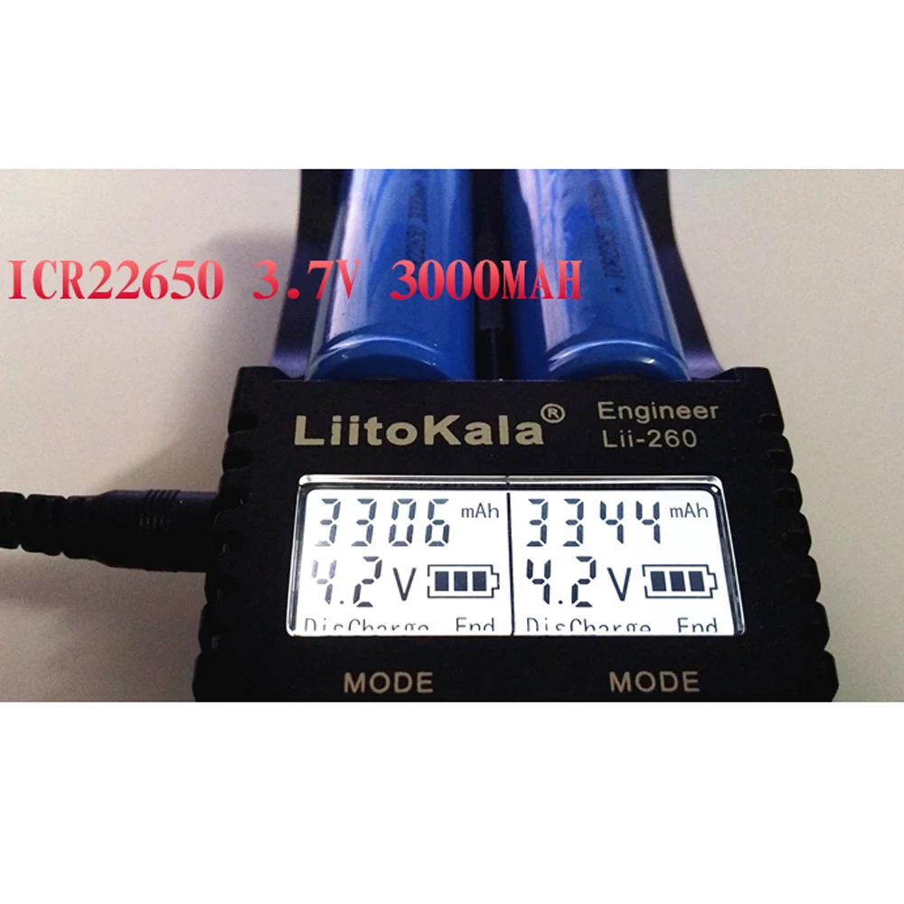 Soravess-bateria de íon icr22650, 3.7v, 22650, 3000 mah, recarregável, lítio, para alto-falante, lanterna led