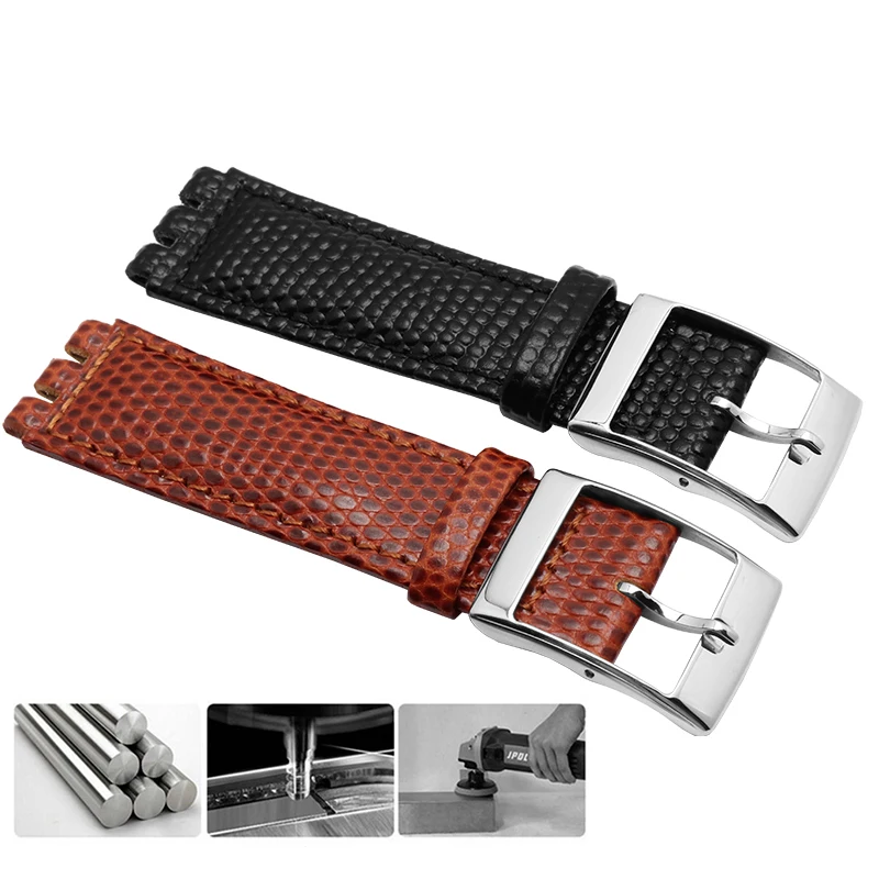 Lizard pattern watch band genuine leather strap 17mm 19mm replacement wristband for YCS YAS YGS