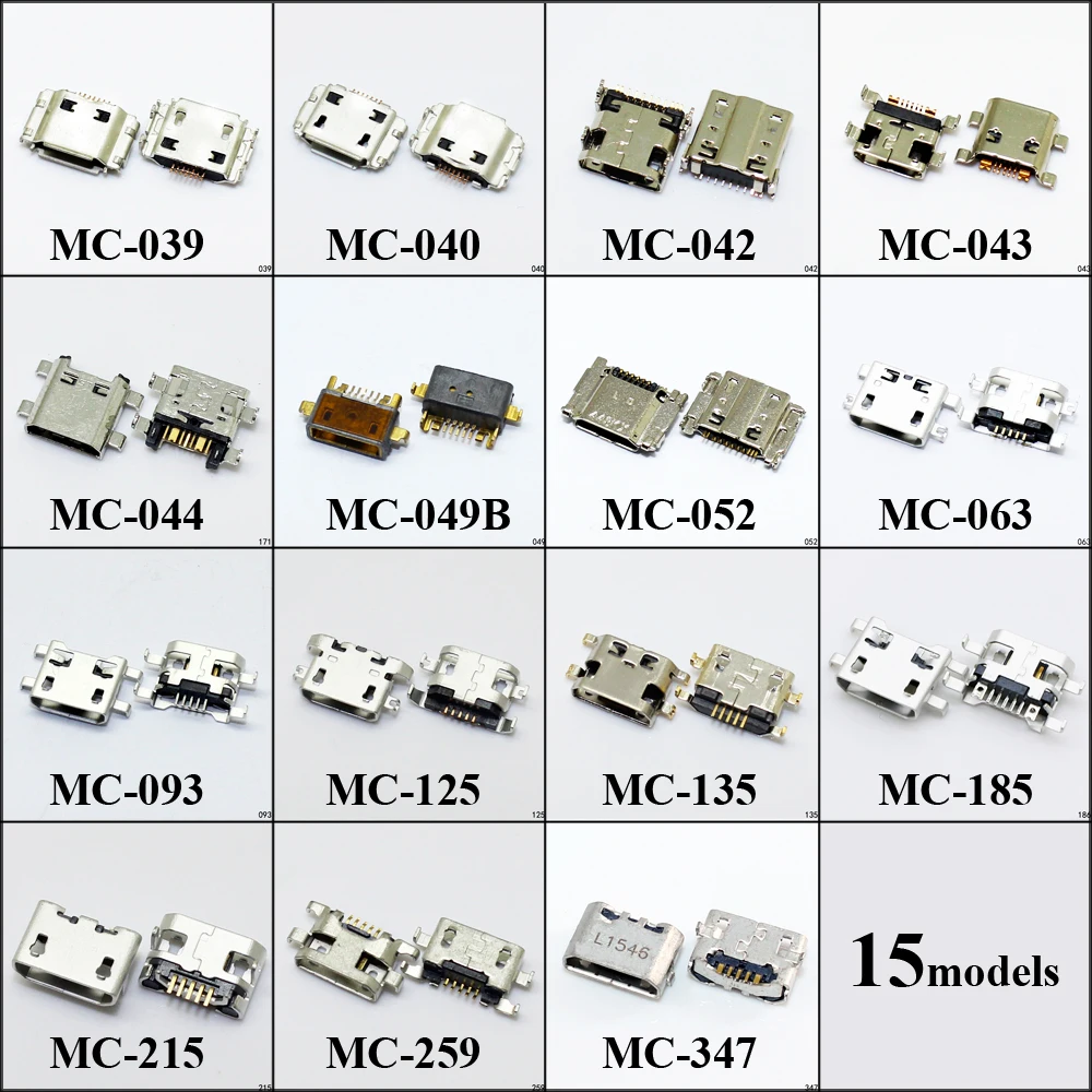 

Hot sale 15models 15pcs 30pcs Micro USB Jack For Xiaomi Charging Socket for Samsung Usb connector for Huawei series.