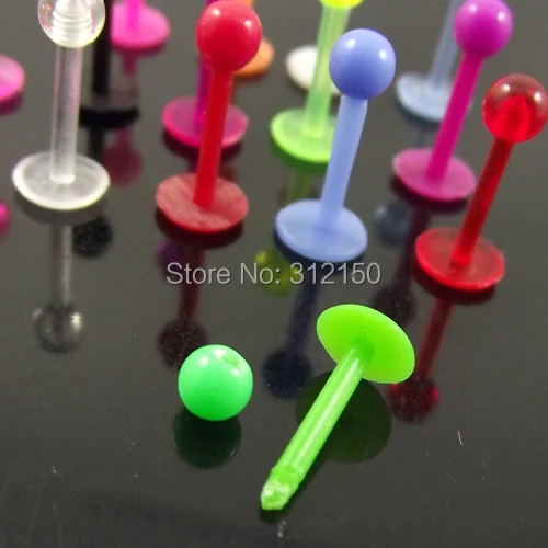 10pcs 1.2x8x3mm 16G Soft Flexible ball Lip Ring puer Color Lip Rings Nail,Ball Spike labret Body Piercing Jewelry