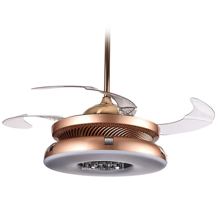 9951 Invisible Ceiling Fan Frequency Conversion 3-Gear Adjustment Fan Light Adjustable Tricolor Pendant Fan With Lens LED Light