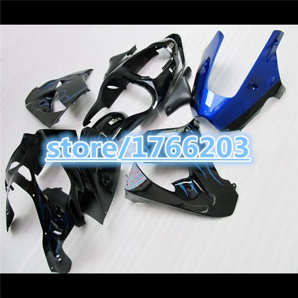 

ABS Blue Flames Black Plastic Ninja For Kawasaki ZX-9R 00-01 ABS Fairing Set ZX9R 2000-2001 zx 9r ZX-9R 00 01 Fairing s Ning