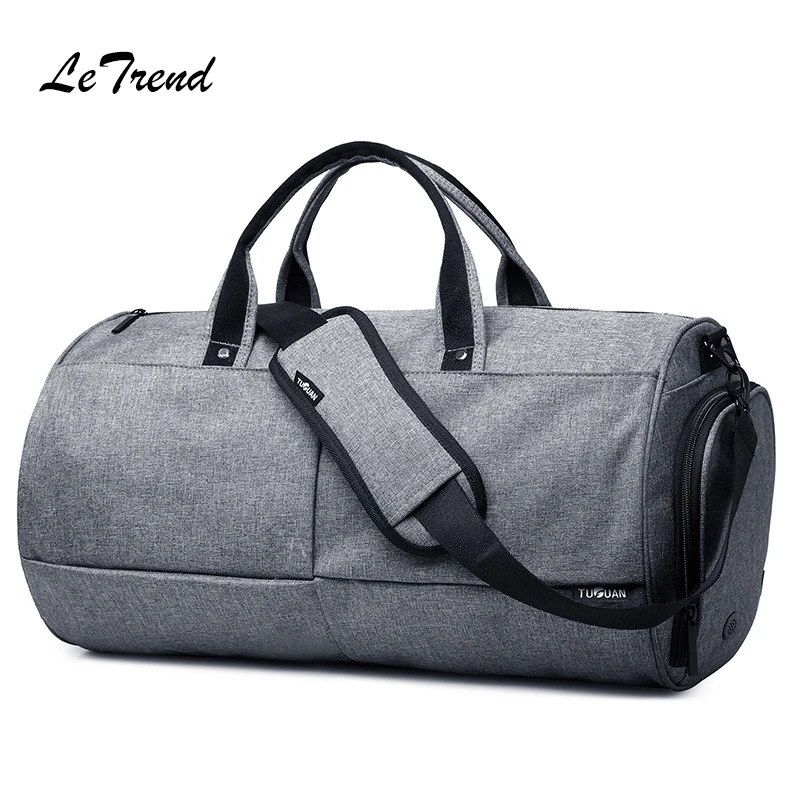 

LeTrend New Fashion Gray Travel Bag Handbag Creative Shoulder Bags Men's Handbags Multifunction Short Trip Package