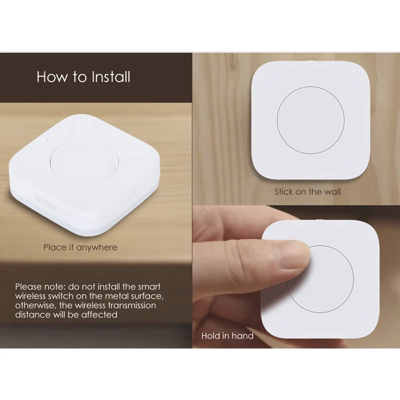 Aqara-Commutateur de clé sans fil intelligent, application intelligente, télécommande, équation de zigage, gyroscope intégré, application Mi Home, HomeKit