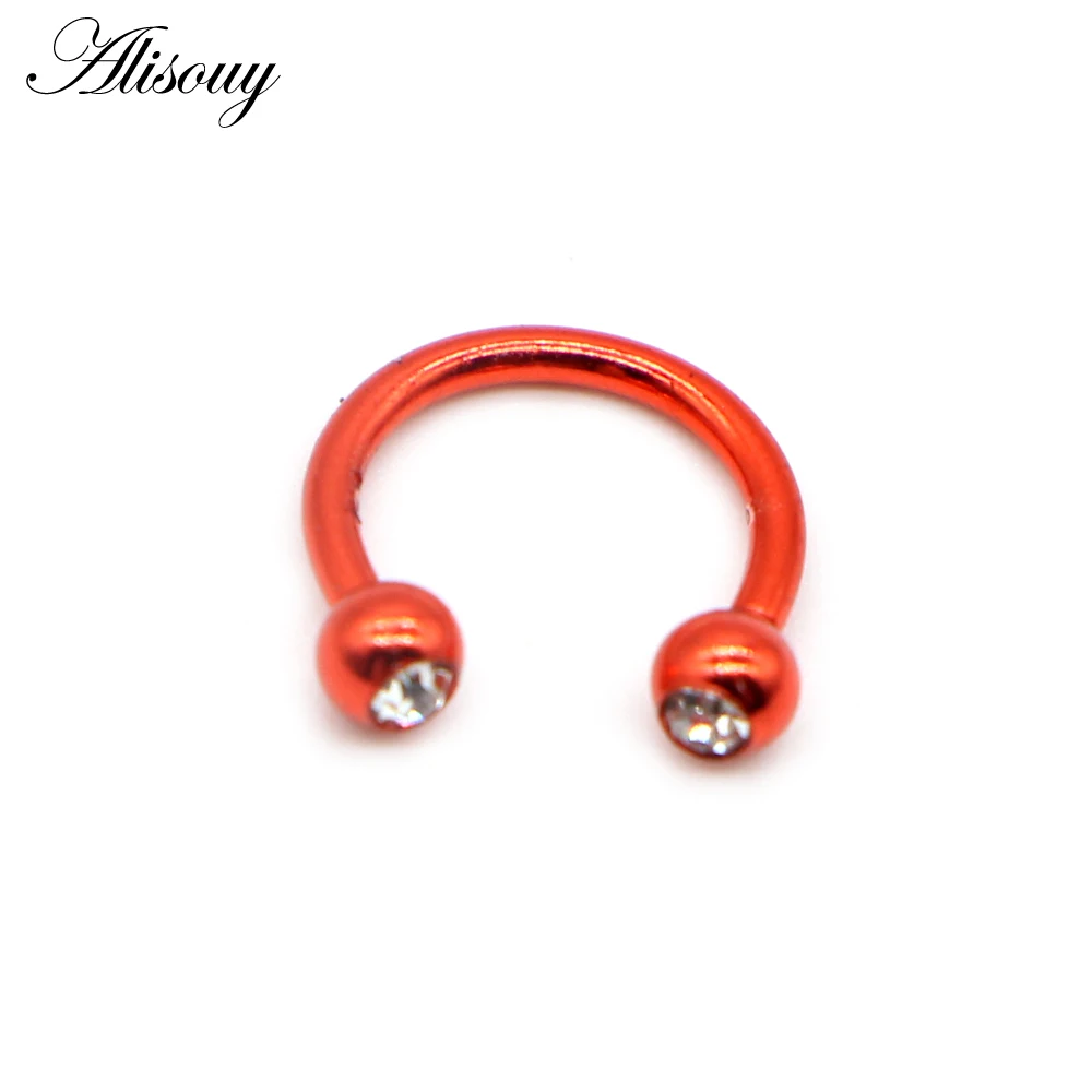 Alisouy 1PC Stainless Steel Hoop Nose Ring Nose Piercing Fake Piercing Septum Clicker Numbers Hanger For Jewelry