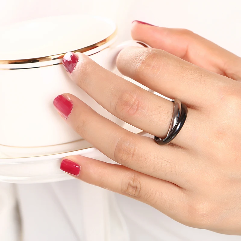 Big Cross Shape Ceramic Ring Fashion Female Jewelry Infinity Sign Women Double Rings for Party Wedding Healthy Material