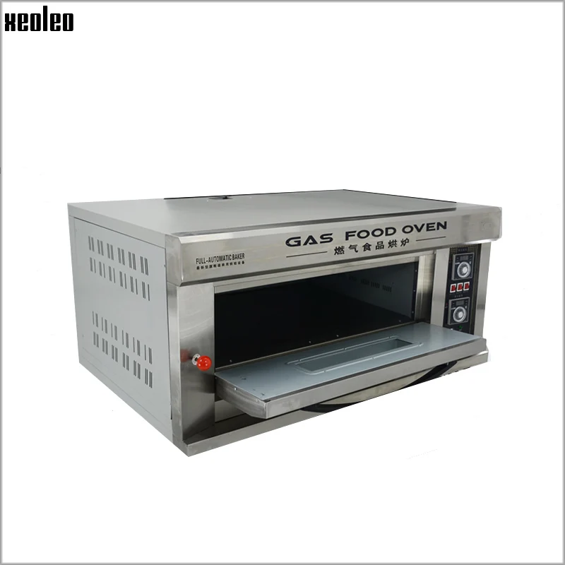 XEOLEO Commercial Gas Oven Bread Baking Machine Stainless Steel 1Layer 2 Plates Bakery Equipment with Digital Timer Cookie/Food