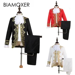 Biamoxer Kid Royal King Prince Costume Men Kids Medieval Leader Cosplay Jacket Pant Full Set