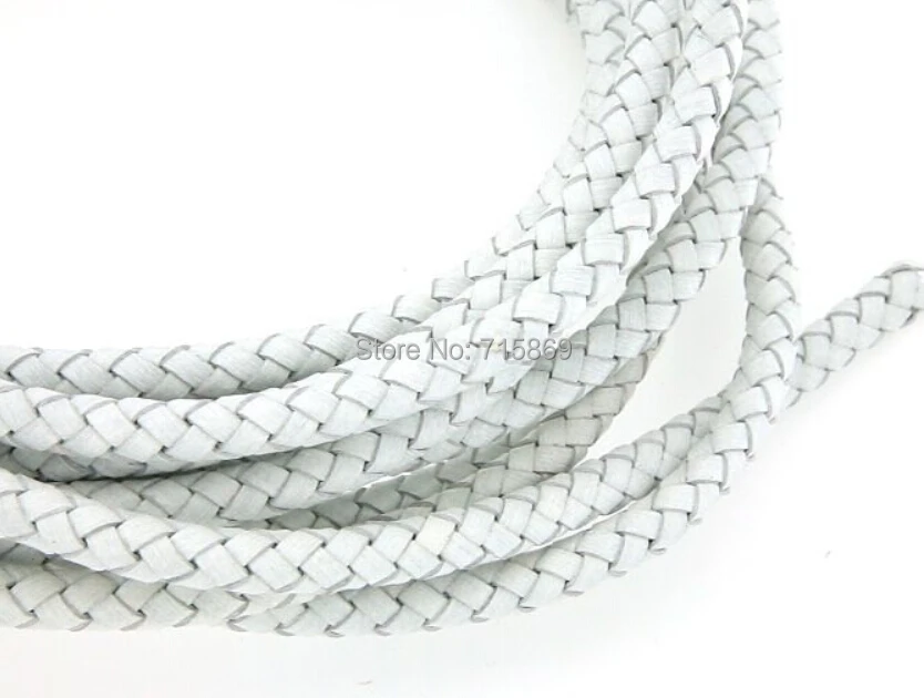 Free Ship EMS Multi Color 100m 6mm Round Braided Leather Cord, Genuine Leather Cord For Leather Bracelet