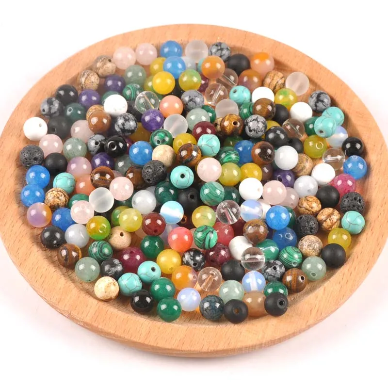 4/6/8/10mm Mixed Color Natural stone Beads Natural Round Loose Stone Beads For Jewelry Making DIY TRS0306