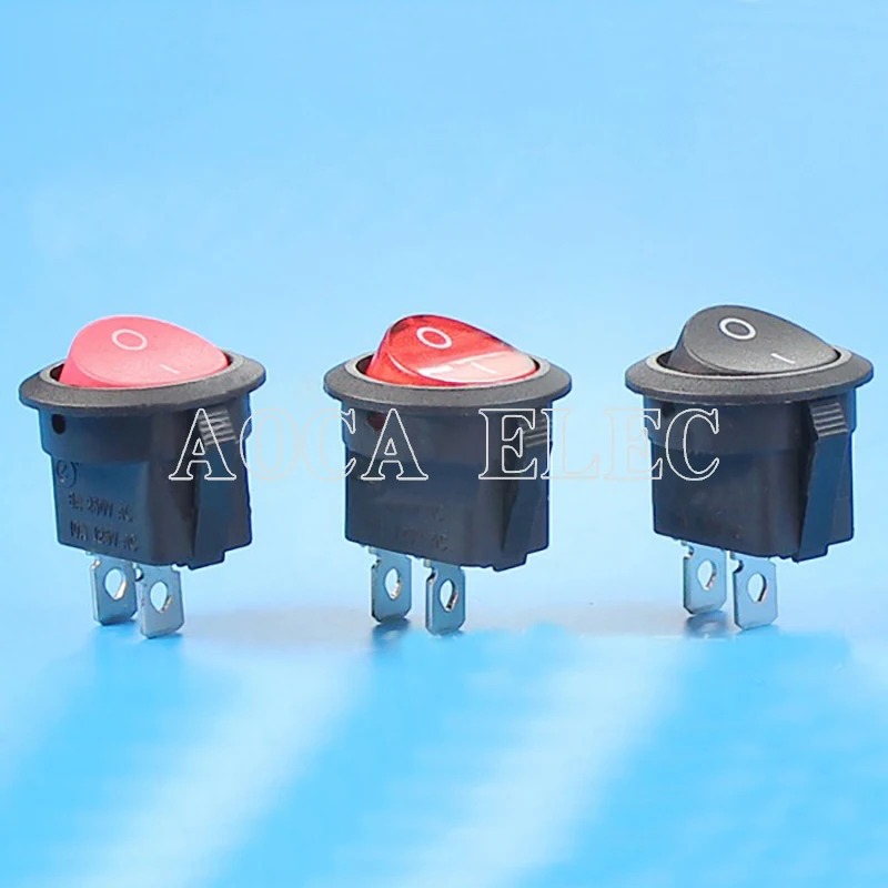 100Pcs KCD1-8-101 Op Off Enkelpolige 6A 250VAC Rocker Switch 2 Pin Ronde Vorm Met Soldeer Terminal
