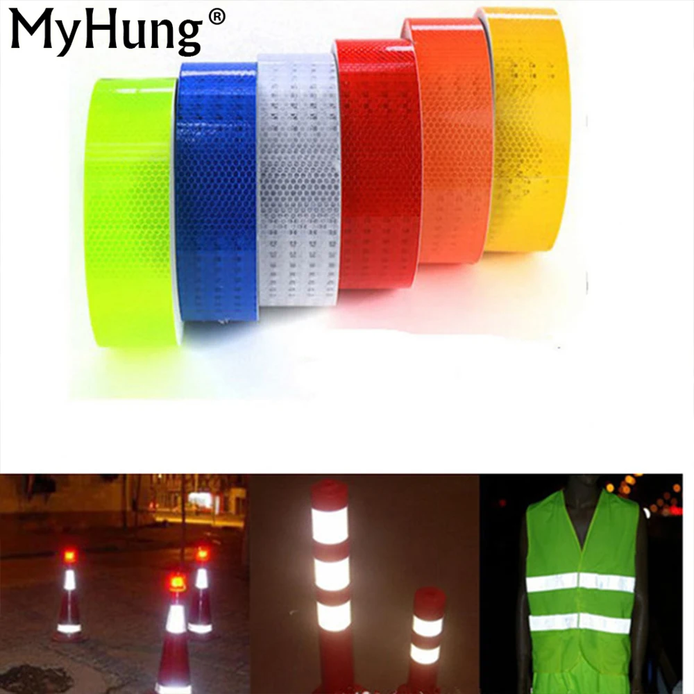 Safety Warning Tape Car DIY Styling Fluorescent Reflective Sticker 5cm*100cm Automobile luminous strip car motorcycle Decoration