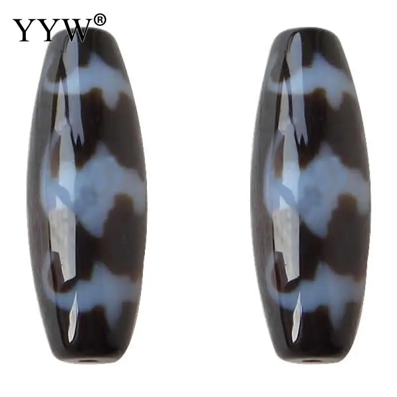 5PCs/Lot Natural Tibetan  Dzi Beads, Oval, five blessings & two tone, Grade AAA, 13x38mm, Hole:Approx 2mm, Sold By Lot