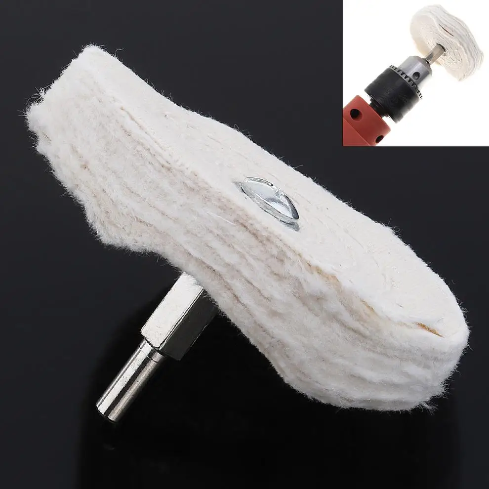 

T-shaped White Cloth Polishing Wheel Mirror Polishing Buffer Cotton Pad with 6mm Shank Diameter for Surface Polishing / Grinding