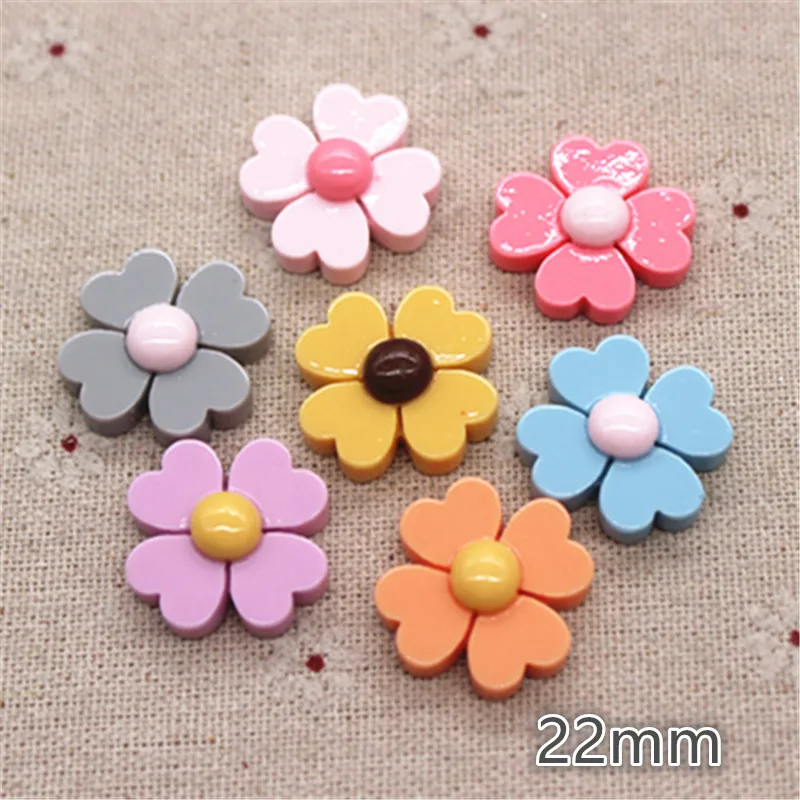 20pcs 22mm Cute Mix Colors Resin Four-leaf Flower FlatBack Cabochon DIY Scrapbook Hair Clip Accessories