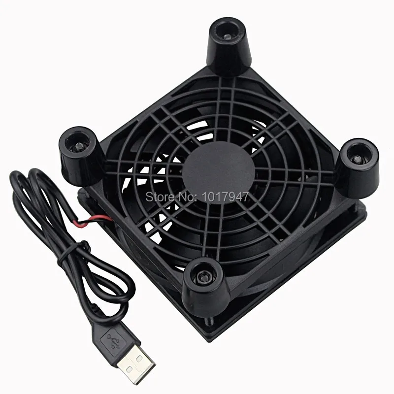 100PCS Gdstime TV Box Wireless Router Cooling Fan 5V USB DC 80mm 80x80x25mm 8CM W/ Screws Protective Net