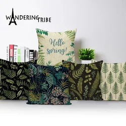Tropical Jungle Home Decorative Cushions for Sofa Plant Flower Cushion Cover Green Spring Pillow Covers High Quality Pillow Case