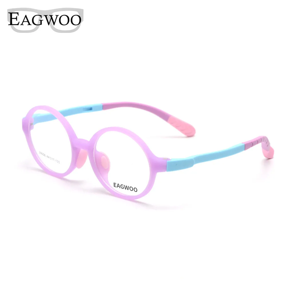 Eagwoo ซิลิคอนนุ่มเด็กแว่นตา VINTAGE Sepectacle กรอบธรรมดา Vision เลนส์แว่นตา 29006