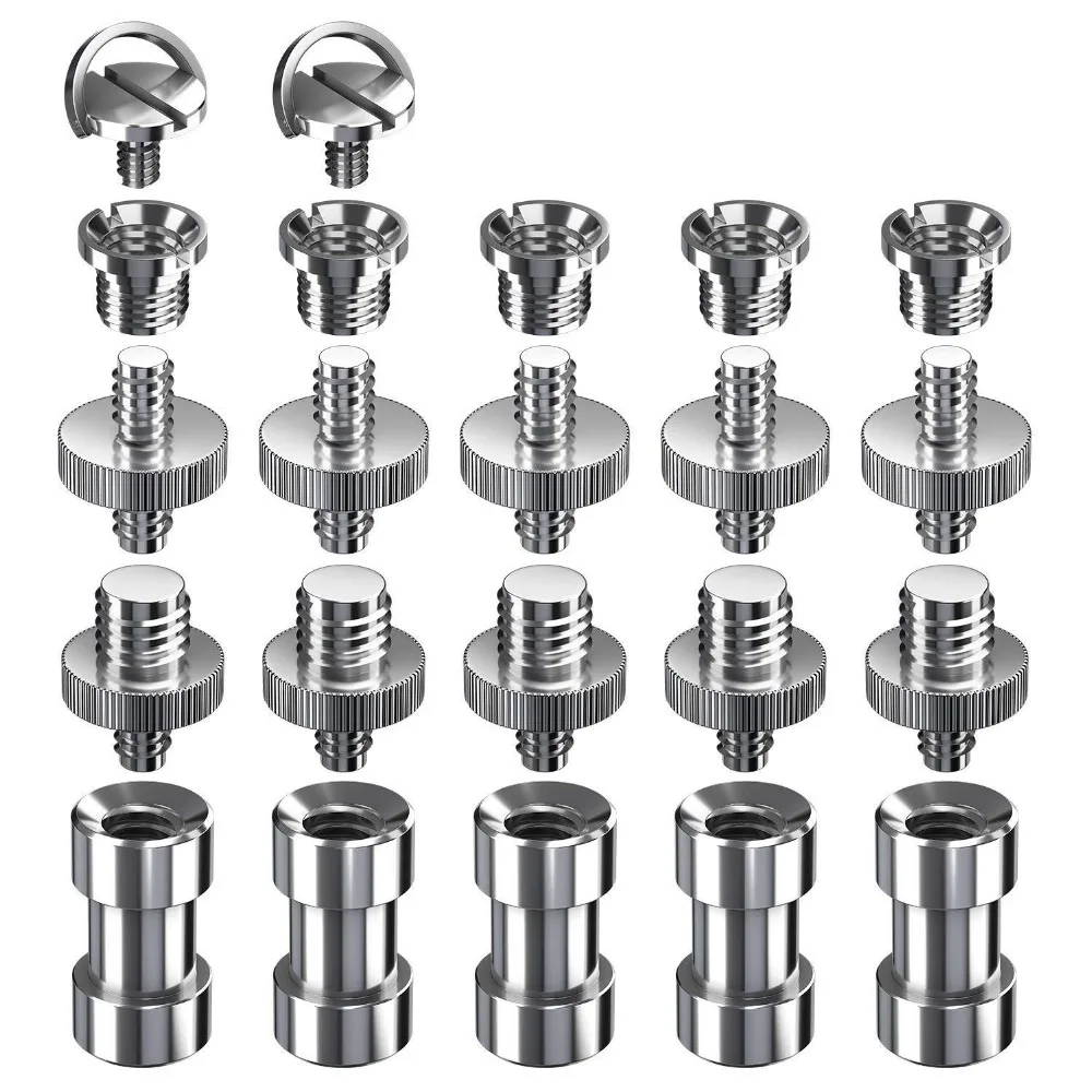 كاميرا المسمار ، 22 قطعة ترايبود المسمار محول تحويل حلقة المسمار حزمة (1/4 الذكور إلى 1/4 الذكور ، 1/4 الذكور إلى 3/8 الذكور ، 1/4 الإناث إلى 3/8