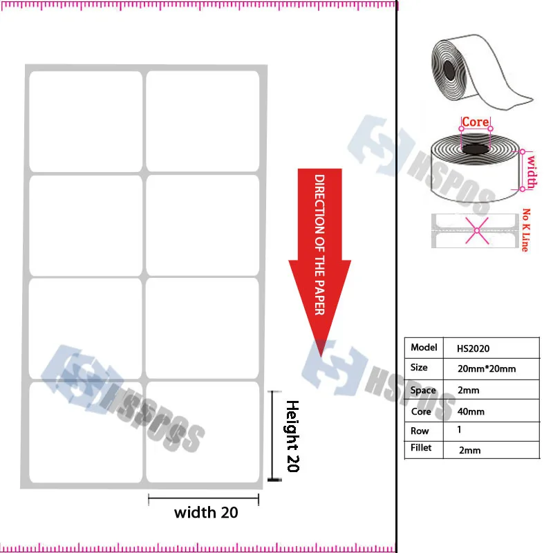 Blank sticker label 20*20mm*10000 sheets double row fragile sticker widely used for product management in stock with barcode