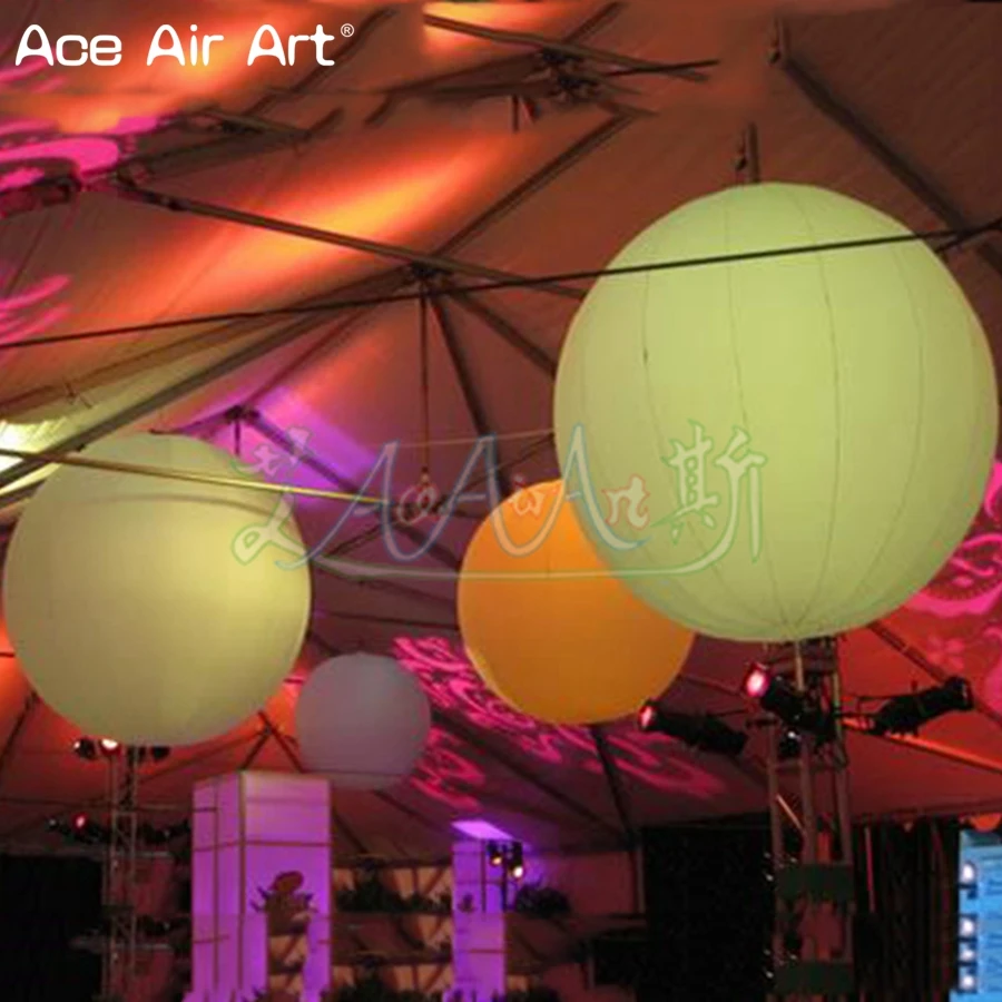 6 PCS Indoor and Outdoor Led Lighting Inflatable Hanging Ball Illuminated Sphere with Changing Color Bubbles for Exhibition