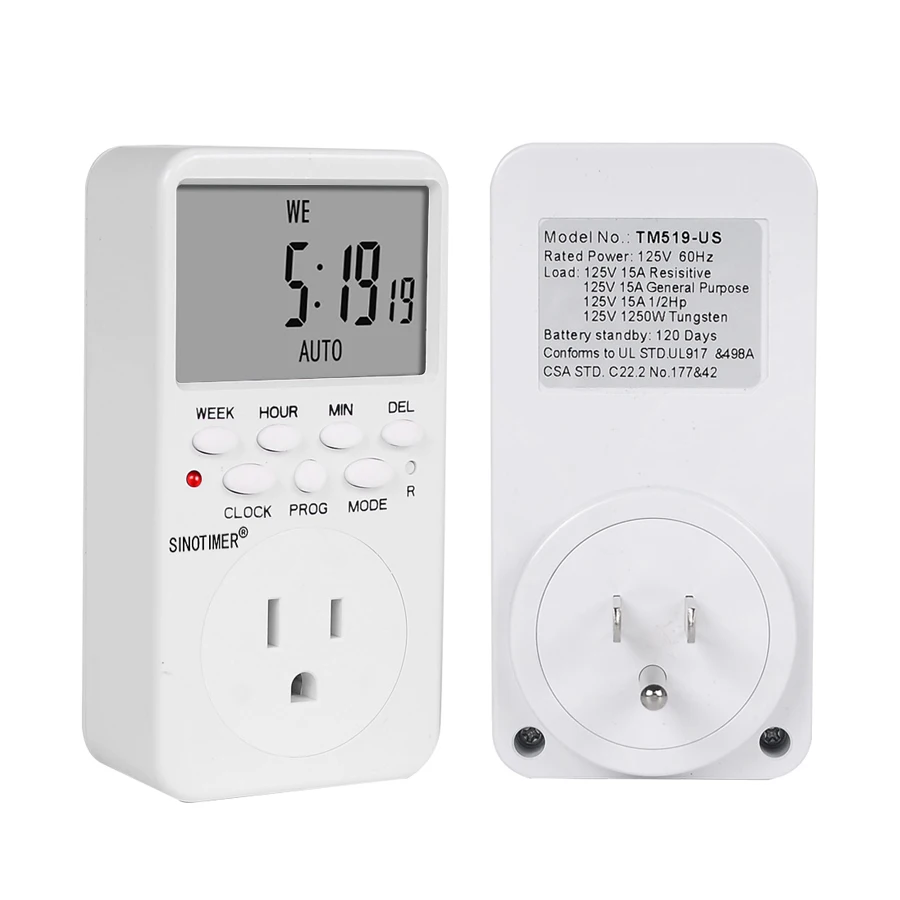 TM519 Electronic Digital Timer Plug EU BR UK US IL Programmable Plug Socket with Timer 220V 120V 7 Day 12/24 Hour Timing Socket