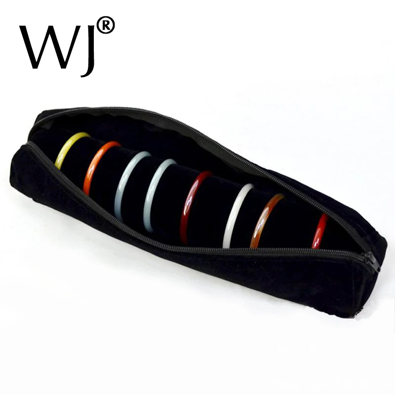 Estojo organizador portátil de veludo para joias, preto, bolsa para viagem, para pulseira, bracelete, relógio, pulseira, suporte de corrente, rack de suporte