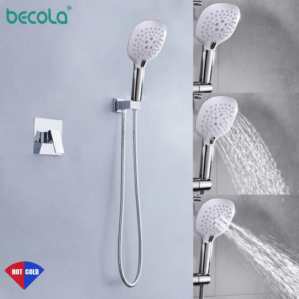 Becola Chrome Cold and Hot Shower Set Brass Concealed In Wall Rainfull Waterfall Bathroom Shower Mixer Faucet Set-Free Shipping