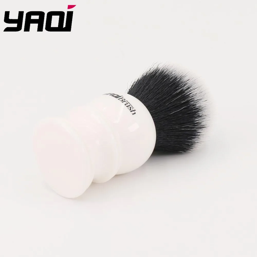 Yaqi 30mm Large Size Knot White Resin Handle Synthetic Hair Tuxedo Knot Men Shaving Brush