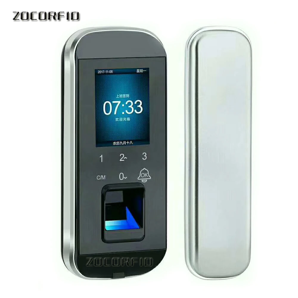 

Glass Door Lock Office Keyless Electric Fingerprint Lock With Touch Keypad Smart Card Remote Control Key Door Lock