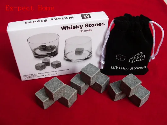 

50sets natural Whisky stones 9 whiskey stones+1pouch in a box Valentine Fathers Day gift with delicate gift box