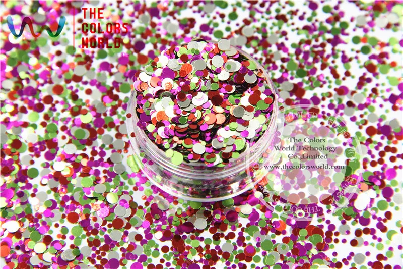 RM321-287  Mix Colors and Round Dot  shapes Metallic  luster Glitter for nail art  makeup and DIY decoration