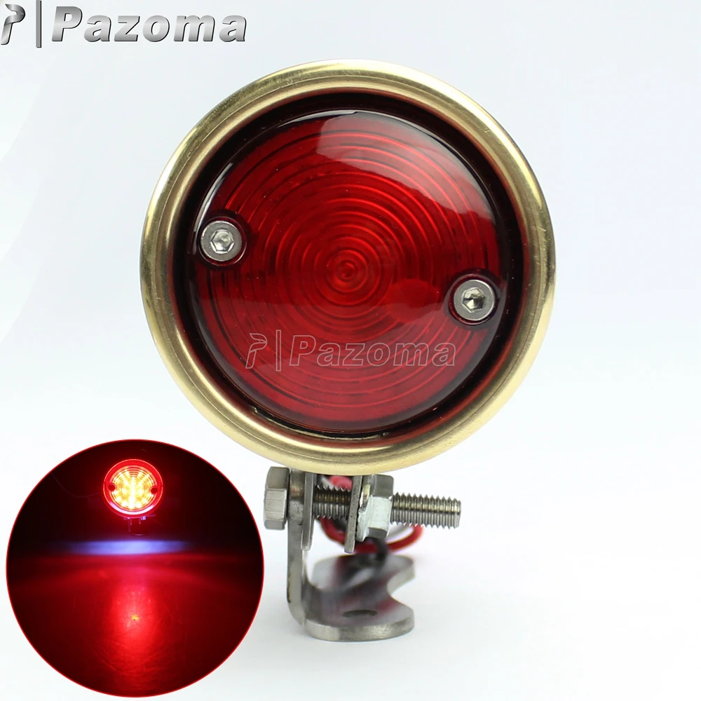 

For Motorcycle Streetfighter Brat Style Bullet Brass 12V LED Tail Brake Stop Light Lamp for Harley Bobber Chopper Cafe Racer