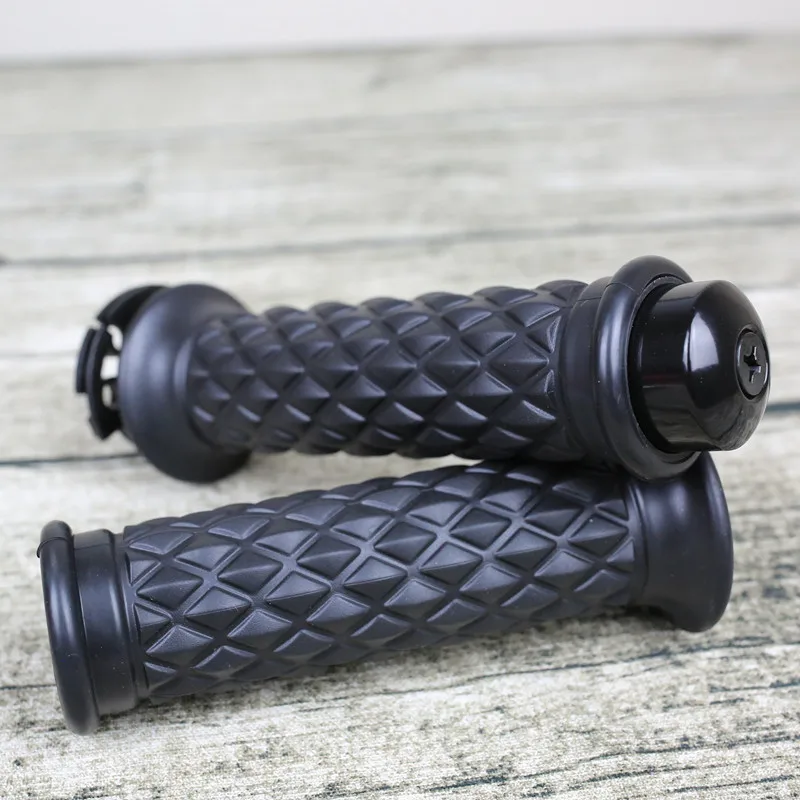 1pair 7/8\'\' 22MM  Vintage Motorcycle Grips Cafe Racer Grid Brown Black Grips for Handle Bar Rubber material