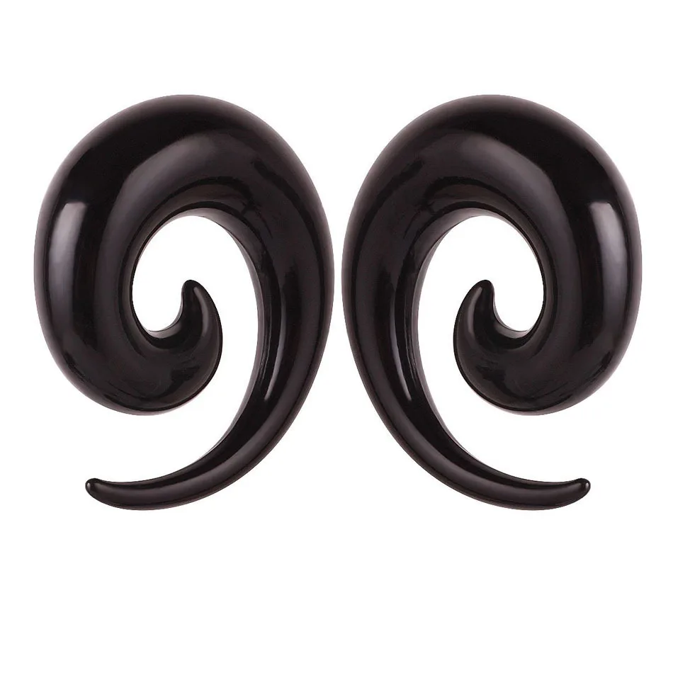 1 pairs (1.6-12mm) Black White Acrylic Spiral Ear Gauges Large Size Ear Tapers Stretching Plugs Tunnel Expanders Pircing Jewelry