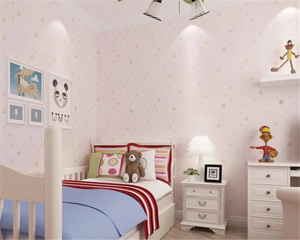 beibehang Warm and lovely cartoon sprinkle gold stars moon nonwovens 3d wallpaper boy girl bedroom children bedroom wall paper