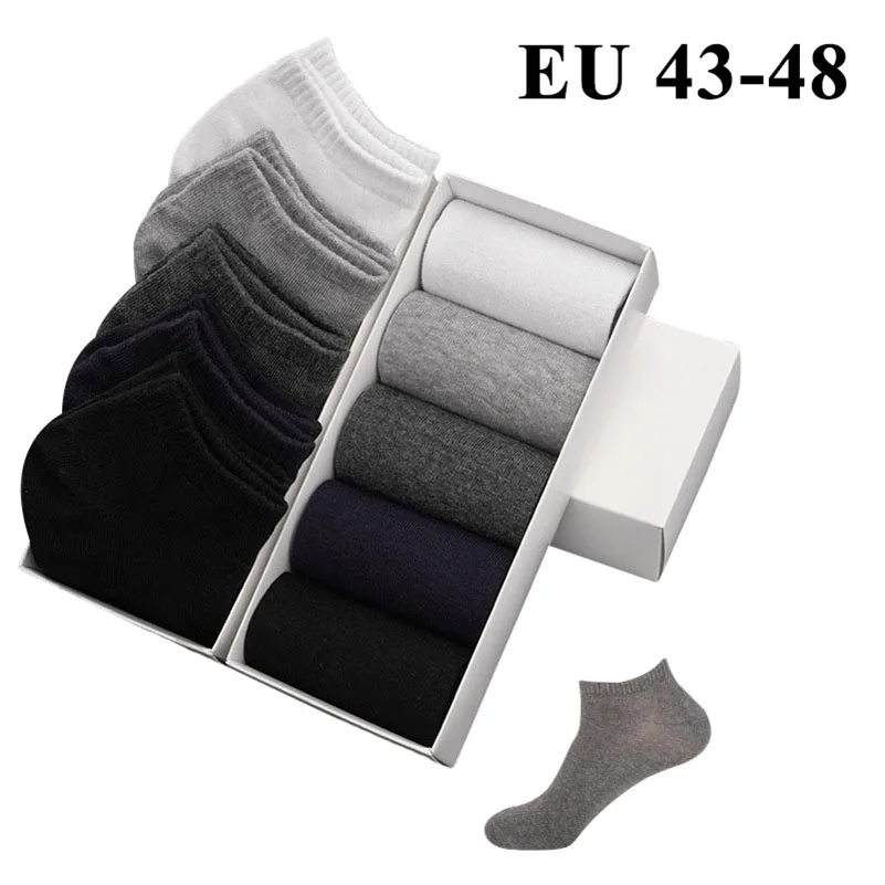 

5 Pairs Men's Ankle Socks Calcetines Sox Meias Cotton Comfort Plus Large Big Size 44,45,46,47,48 Business Casual Sock Male Socks