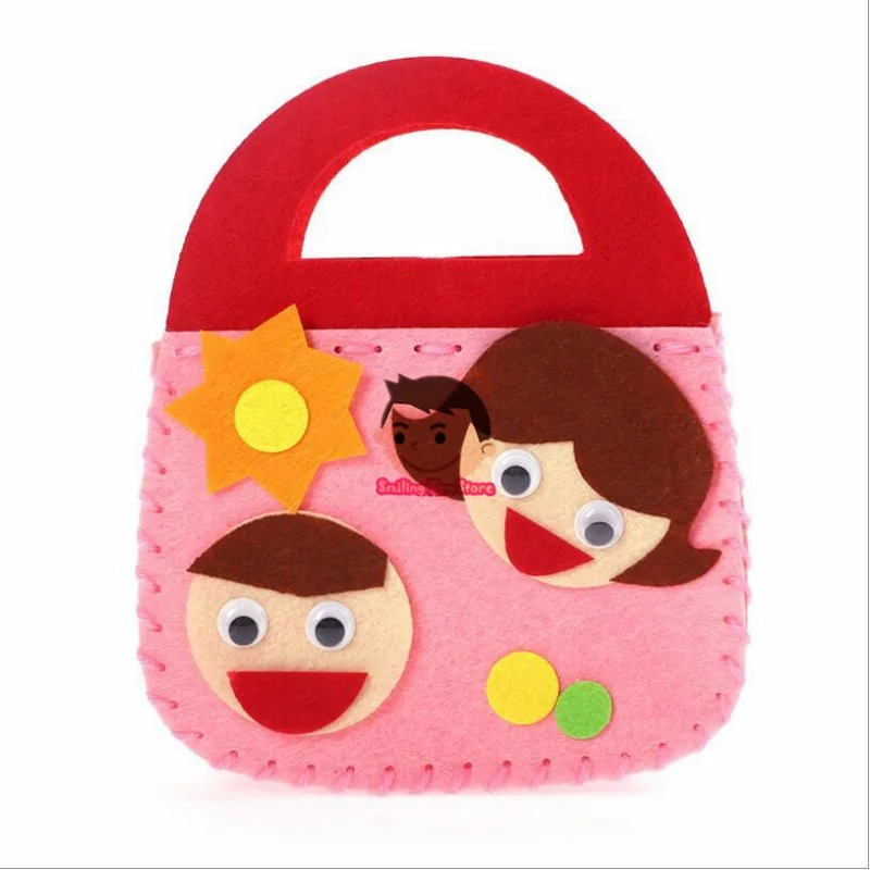 Tecido não-tecido diy bolsa crianças artesanato brinquedo mini saco não-tecido pano colorido artesanal saco dos desenhos animados animais crianças bolsas