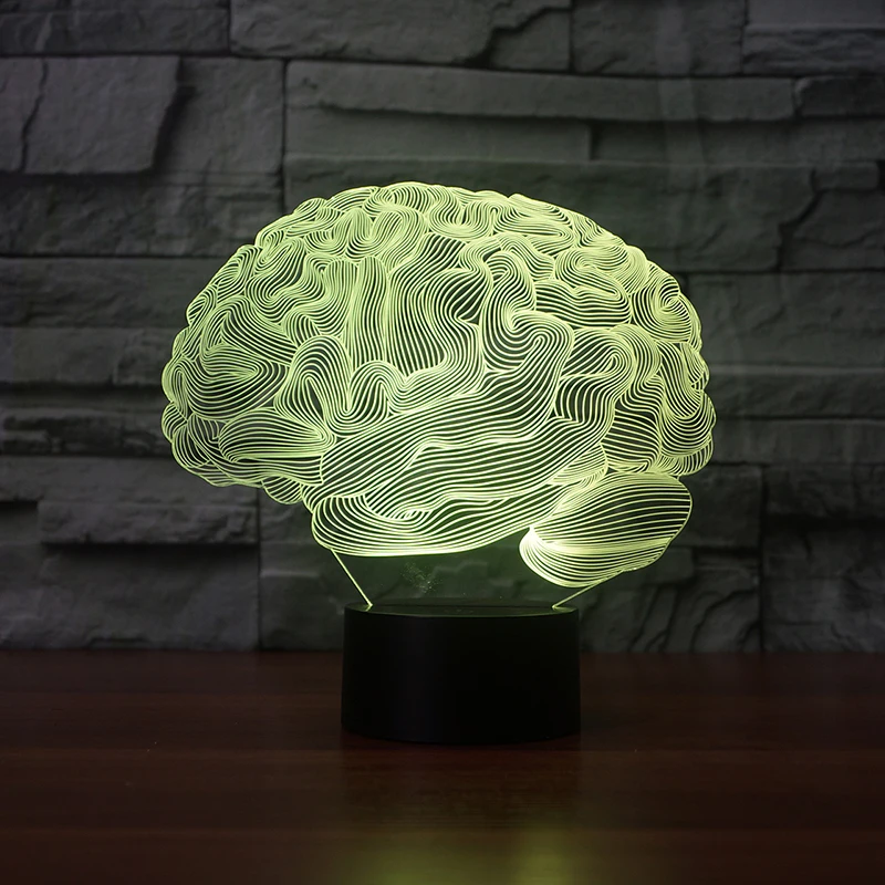 USB Nieuwigheid Licht Human Brain Carebellum 3D Optische Illusie Lamp 7 Kleur Veranderende Nachtlampje Touch Bureau Tafel Licht Home Decor